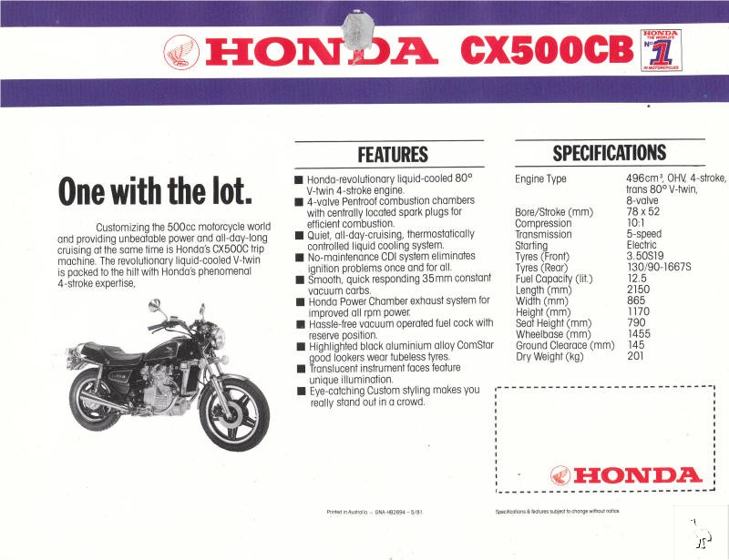 1981 Honda cx500 specs