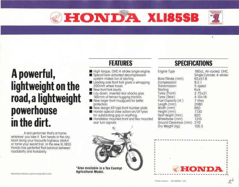 Honda Xl185 History Specs Pictures Cyclechaos