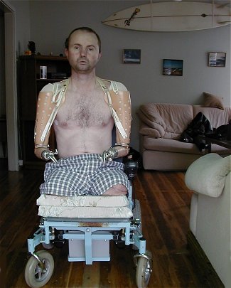 Triple Pete in his wheelchair